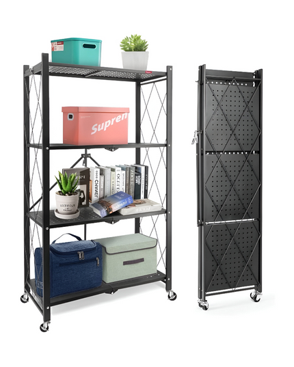 رف تخزين مطبخ قابل للطي مكون من 4 طبقات