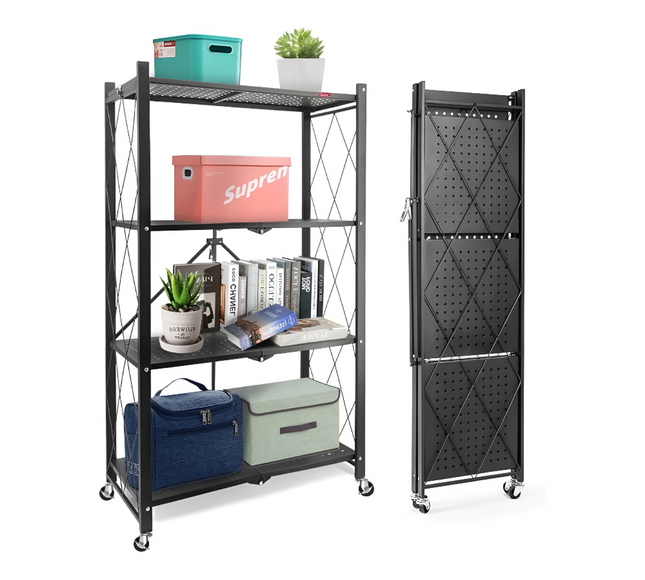 رف تخزين مطبخ قابل للطي مكون من 4 طبقات