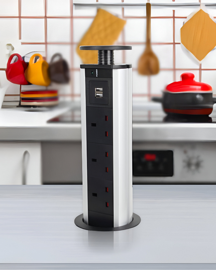 Pop up Extension cord 3 socket with 2usb port