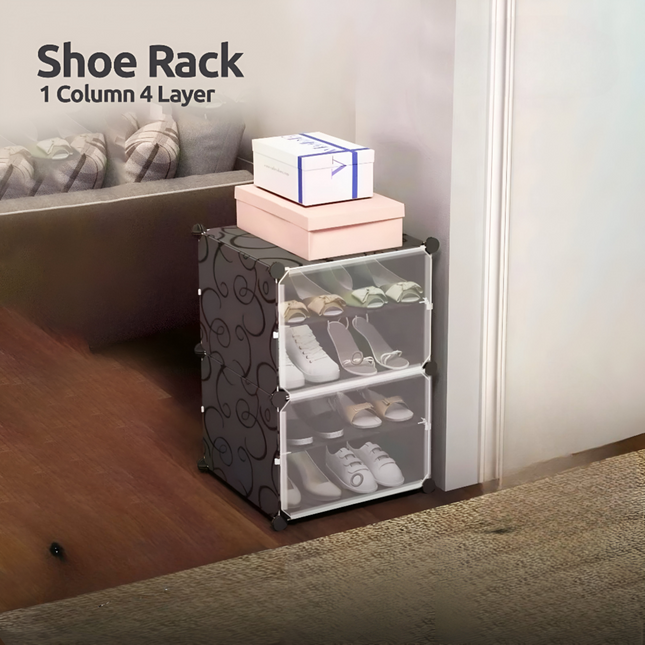 Shoe Rack 1 Column 4 Layer 2 Doors