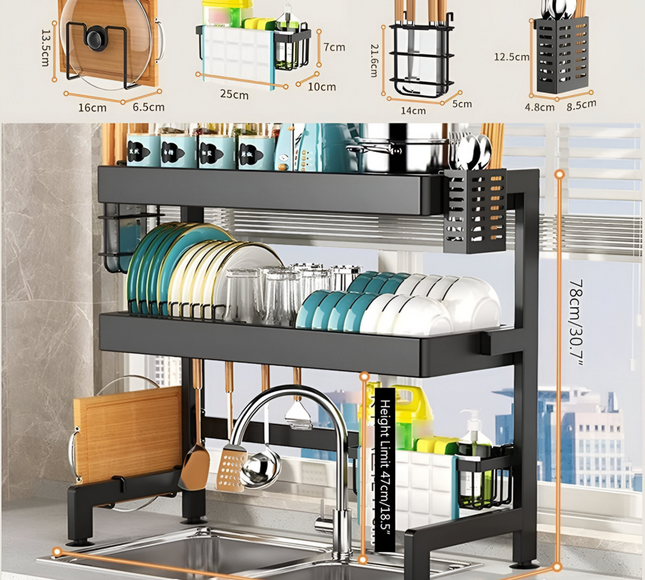 رف حوض المطبخ المزدوج