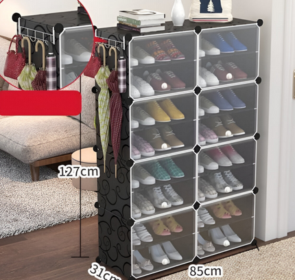 رف أحذية مكون من عمودين و8 طبقات و8 أبواب