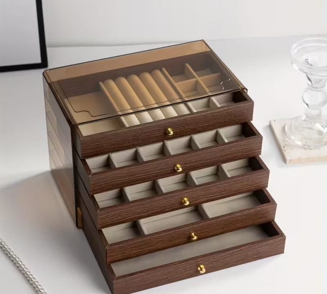 Wooden Jewelry Box Organizer 5 Drawers