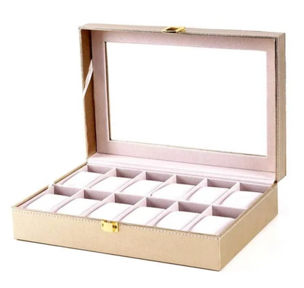 Watch Box Organizer Leather 12 Slots
