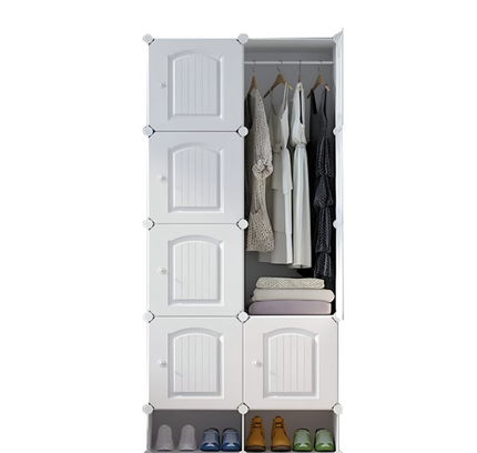 Wardrobe 8 Cube with Shoe Rack White