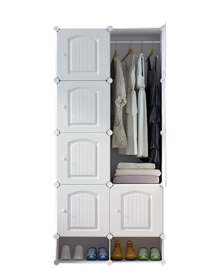 Wardrobe 8 Cube with Shoe Rack White