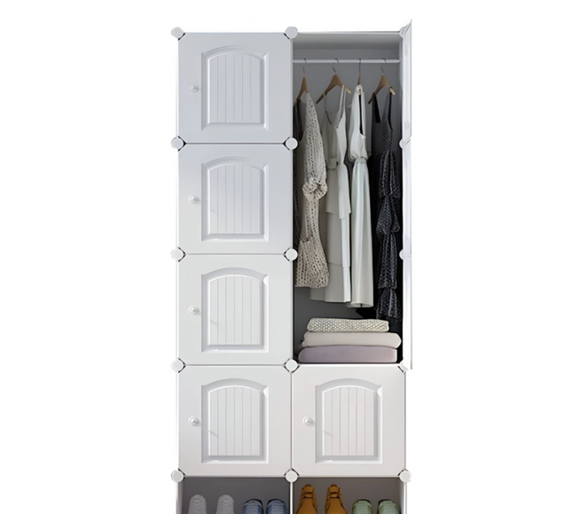 Wardrobe 8 Cube with Shoe Rack White