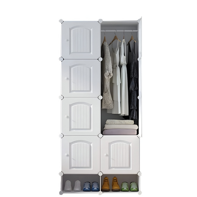 Wardrobe 8 Cube with Shoe Rack White