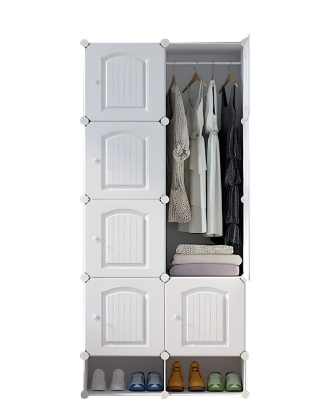 Wardrobe 8 Cube with Shoe Rack White