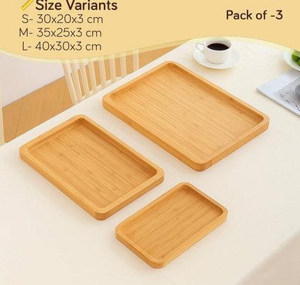 Multi use Bamboo Serving Tray 3 Set