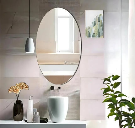 Adhesive Mirror Wall Sticker, Oval Shape Small