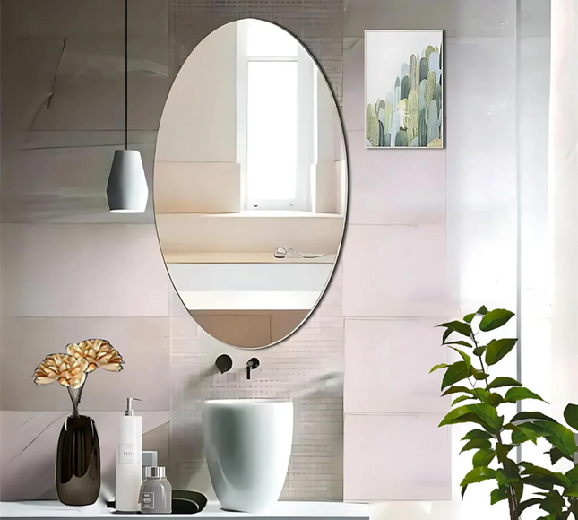 Adhesive Mirror Wall Sticker, Oval Shape Small