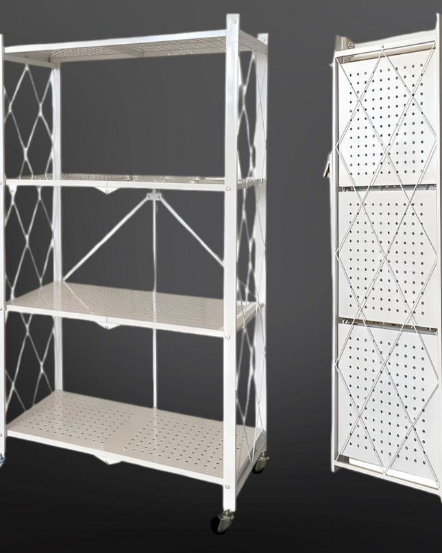 4 layer Foldable Kitchen Storage Rack- White