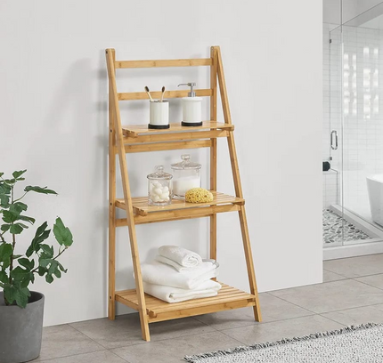 Wooden Folding Ladder Shelf 3 Tier
