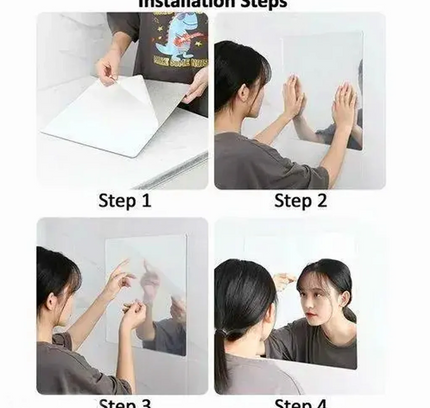 Adhesive Wall Sticker Mirror Square Shape Small