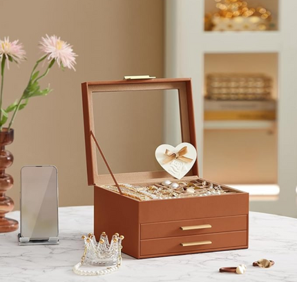 Jewelry Storage Box Organizer with 2 Drawers