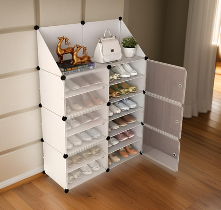 رف أحذية مكون من عمودين و7 طبقات و6 أبواب