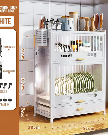 Kitchen Dish Organizer Cabinet with Drawer