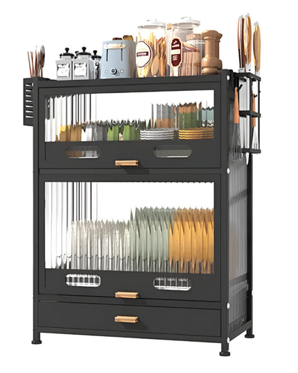Kitchen Dish Organizer Cabinet with Drawer