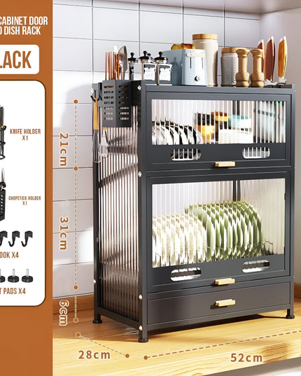 Kitchen Dish Organizer Cabinet with Drawer
