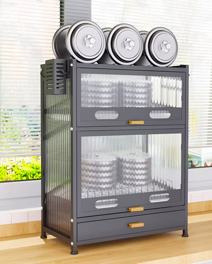 Kitchen Dish Organizer Cabinet with Drawer