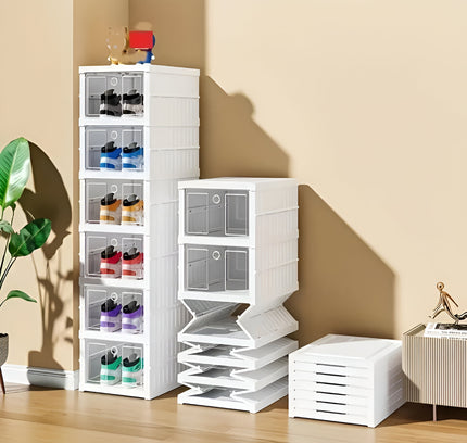 Telescopic folding shoe rack