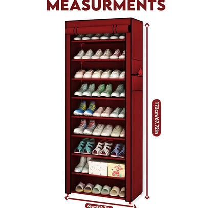 رف أحذية بسحاب 10 طبقات