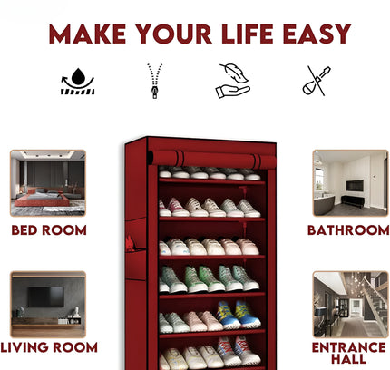 رف أحذية بسحاب 10 طبقات